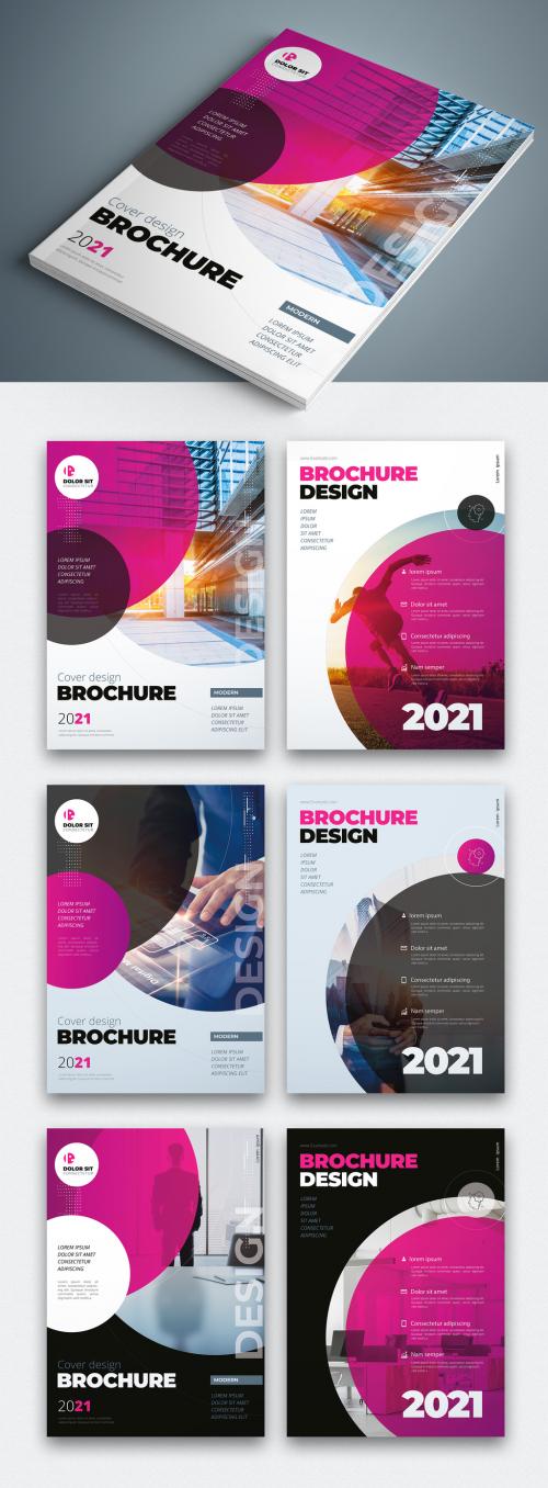 Adobe Stock - Business Report Cover Layout Set with Purple Circle Elements - 308989261