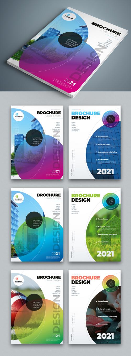 Adobe Stock - Business Report Cover Layout Set with Gradient Circle Elements - 308989274