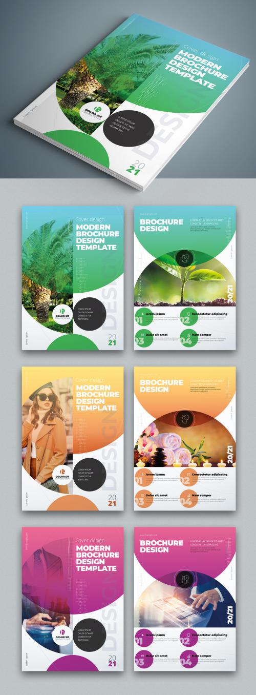 Adobe Stock - Business Report Cover Layout Set with Gradient Circle Elements - 308989491