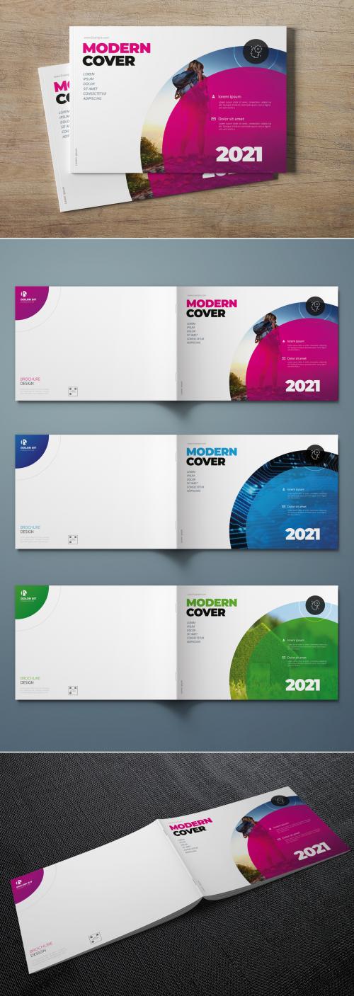 Adobe Stock - Landscape Business Report Cover Layout Set with Circle Elements - 308989608