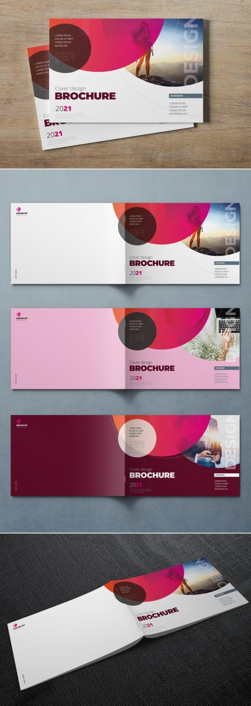 Adobe Stock - Landscape Business Report Cover Layout Set with Circle Elements - 308989678