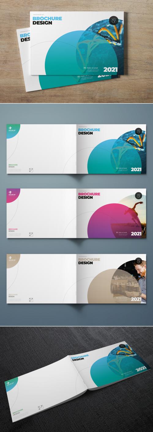 Adobe Stock - Landscape Business Report Cover Layout Set with Circle Elements - 308989761