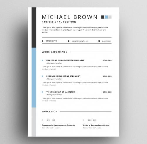 Adobe Stock - Resume Layout with Basic Sections - 309007316