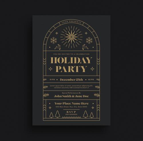 Adobe Stock - Gold Art Deco Holiday Event Flyer Layout - 309220457