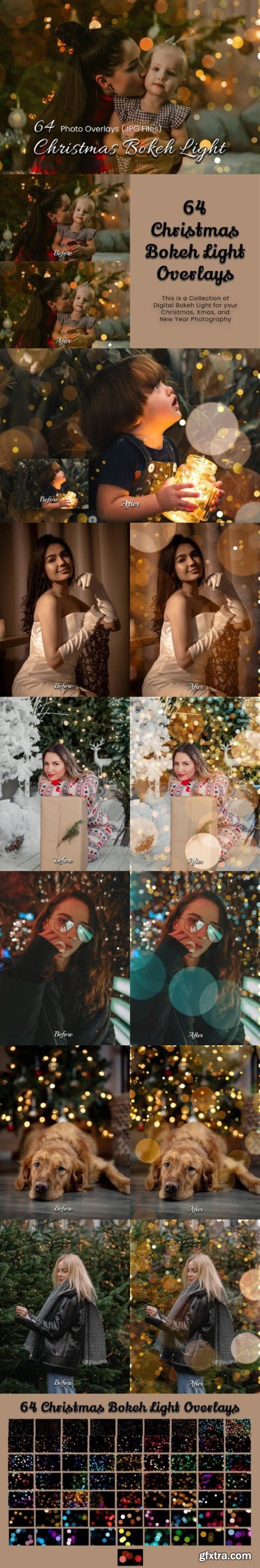 64 Christmas Bokeh Light Photo Overlays