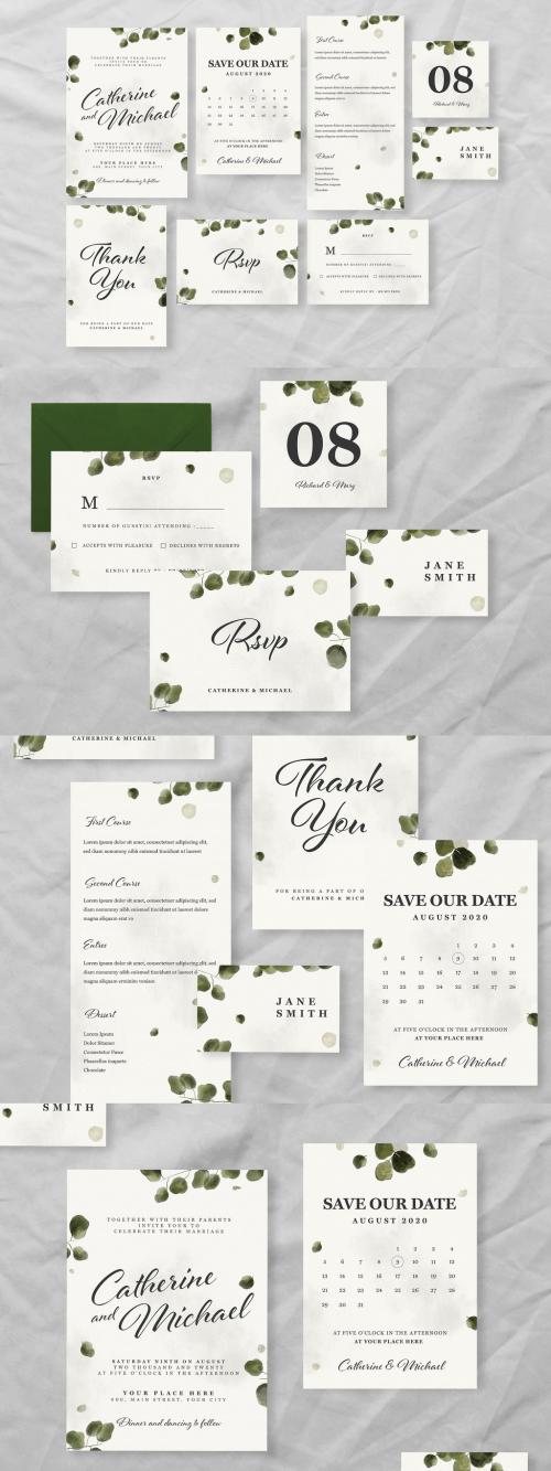 Adobe Stock - Eucalyptus Wedding Invitation Set - 309474690