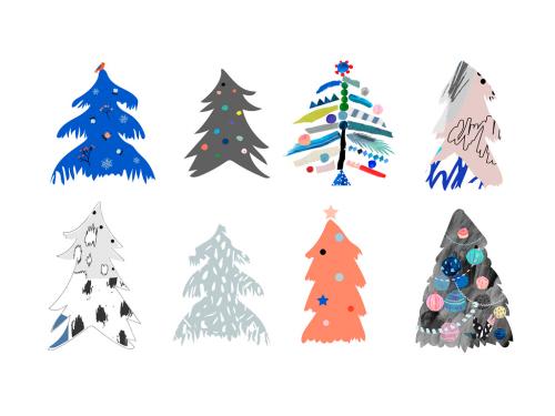 Adobe Stock - Set of Hand-Drawn Christmas Tree Illustrations - 309474705