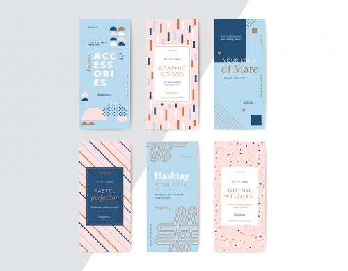 Adobe Stock - Rectangular Mobile Banner Layouts with Pastel Patterns - 310005794