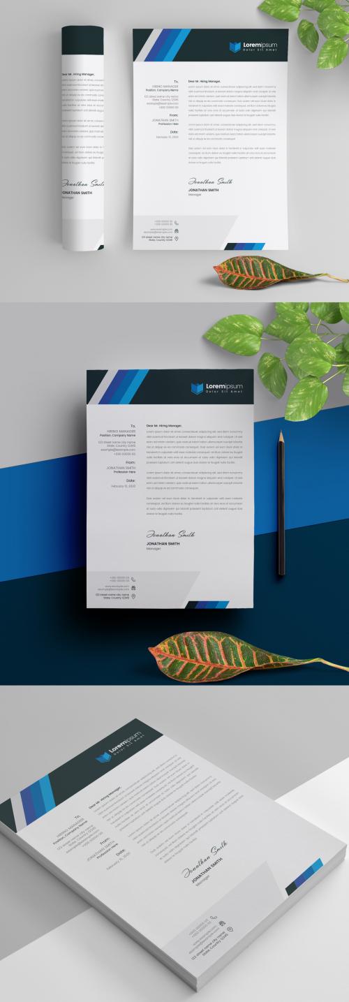 Adobe Stock - Clean Letterhead Layout with Blue Accents - 310254945