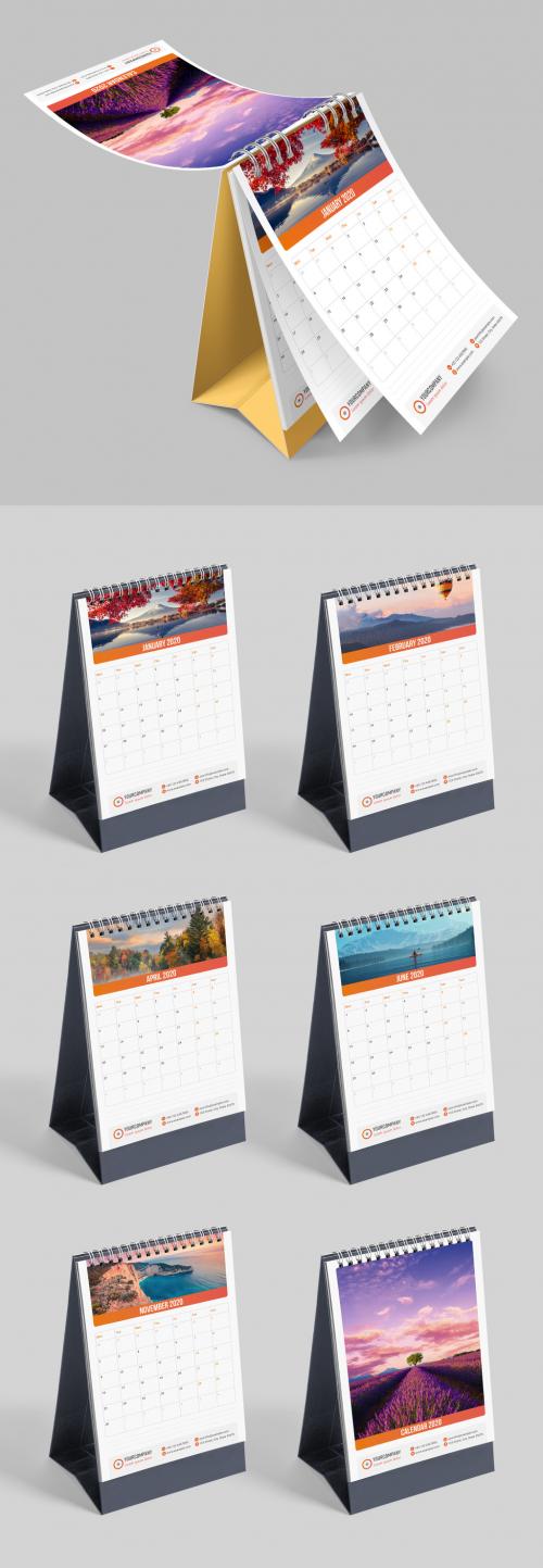 Adobe Stock - 2020 Vertical Desk Calendar with Gradient Orange Accents - 310683096