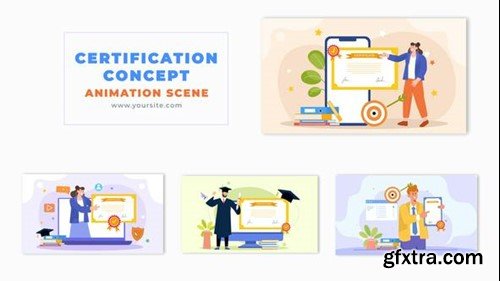 Videohive Flat Character Design Certification Concept Animation Scene 49459062
