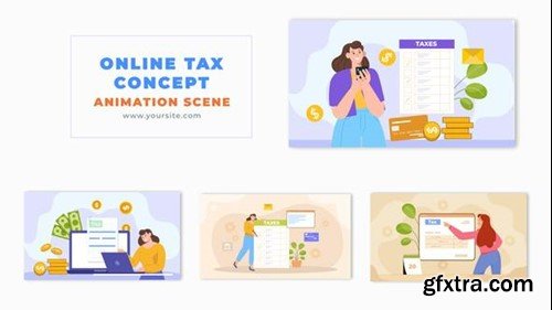 Videohive Flat Design Online Tax Payment Process Animation Scene 49457795