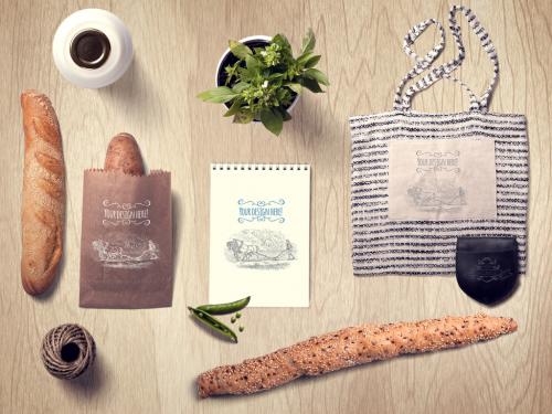 Adobe Stock - Organic Food Baguette and Tote Bag Mockup - 310722734
