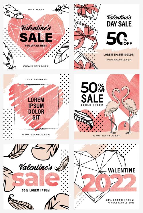 Adobe Stock - Rustic Valentine's Day Banner Layouts for Social Media - 312984933