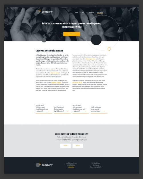 Adobe Stock - Information Page Website Design Layout Black and White with Yellow Accents - 313134841