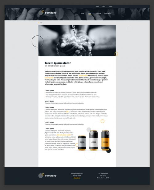 Adobe Stock - Blog Detail Page Website Design Layout Black and White with Yellow Accents - 313134853