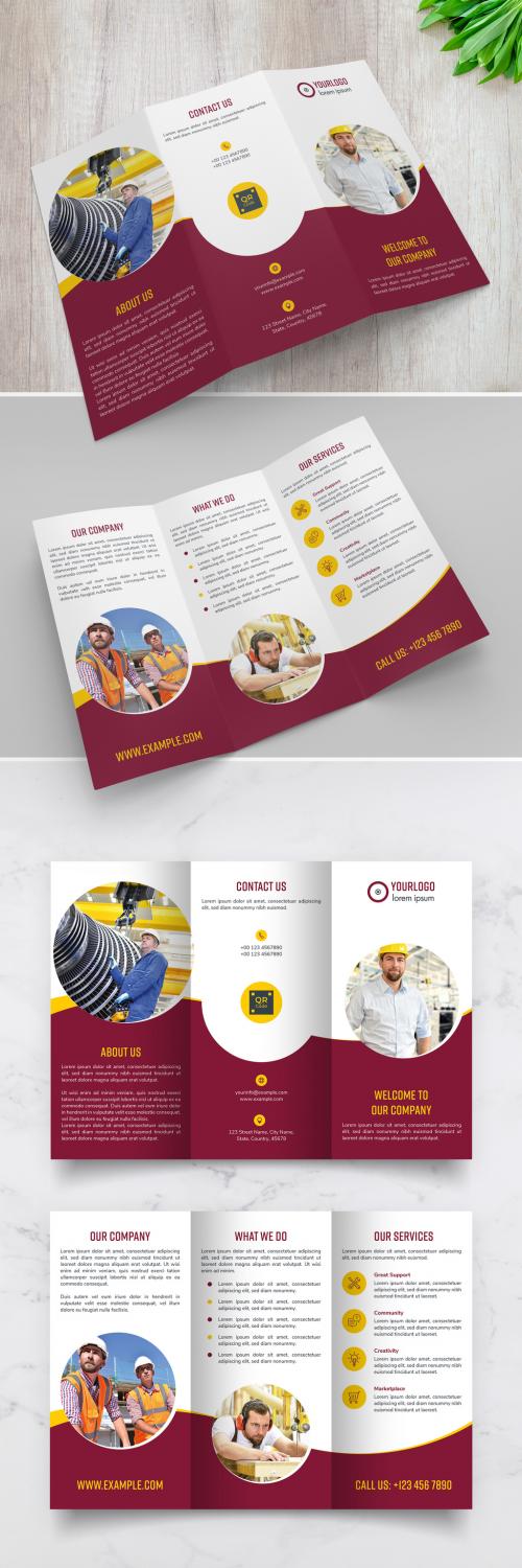 Adobe Stock - Trifold Brochure Layout with Circle Photo Masks - 313939160