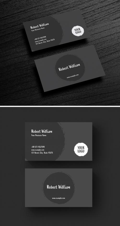 Adobe Stock - Black Business Card Layout with Brush Elements - 313939176