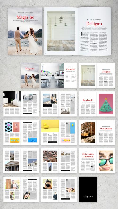 Adobe Stock - Magazine Layout with Visual Variety with Red Accents - 314544366