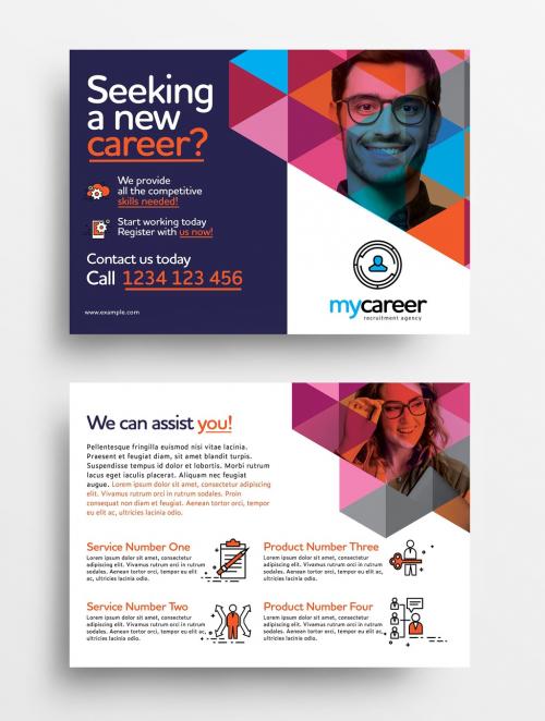 Adobe Stock - Business Flyer Layout with Geometric Pattern Elements - 315728063