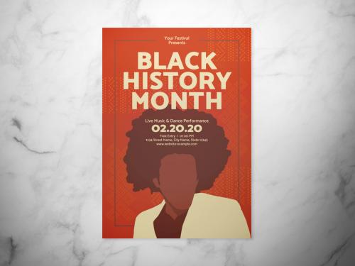 Adobe Stock - Black History Month Event Flyer Layout with Silhouetted Illustration - 317079985