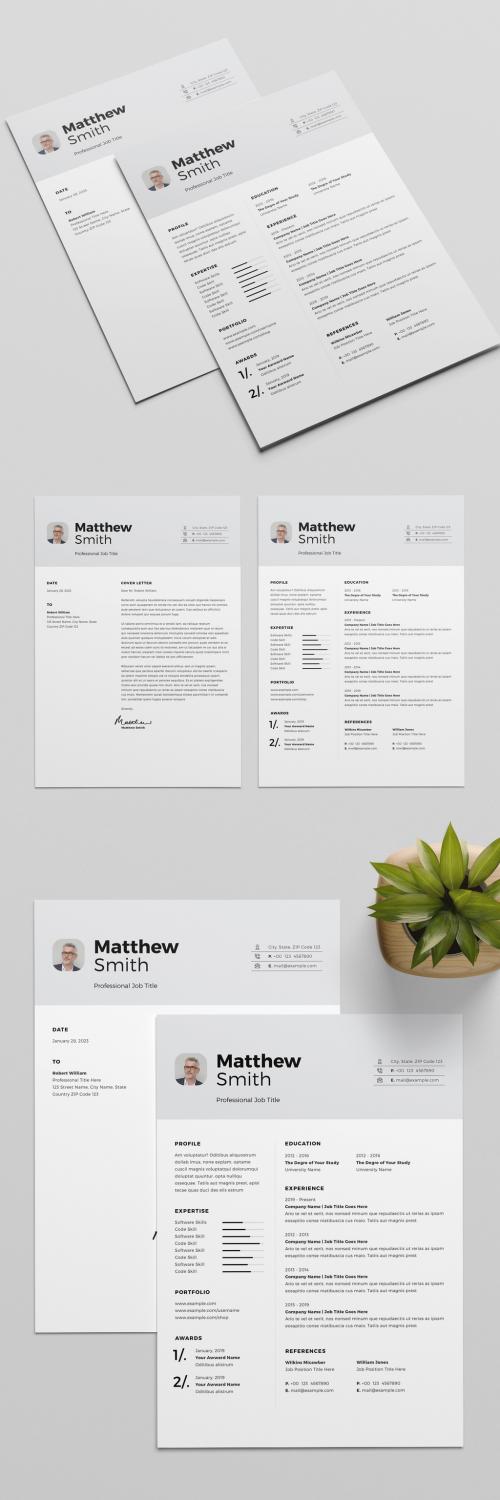 Adobe Stock - Resume Layout with Light Gray Header and Accents - 317613200
