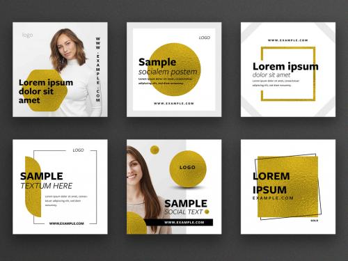 Adobe Stock - Social Media Layout Pack with Gold Foil Textures - 317755132