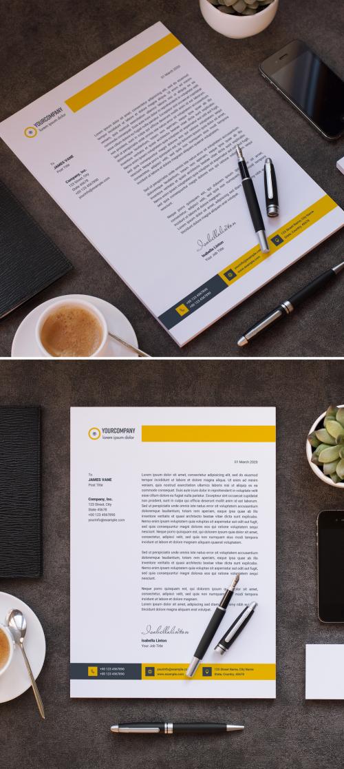 Adobe Stock - Letterhead Layout with Yellow Accents - 318705083