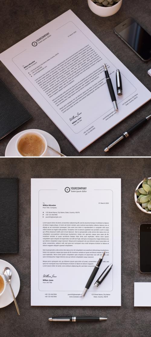 Adobe Stock - Letterhead Layout with Thin Border Element - 318705133