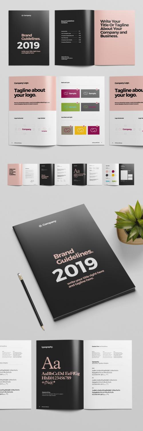 Adobe Stock - Black and Pink Brand Guideline Brochure Layout - 319015654