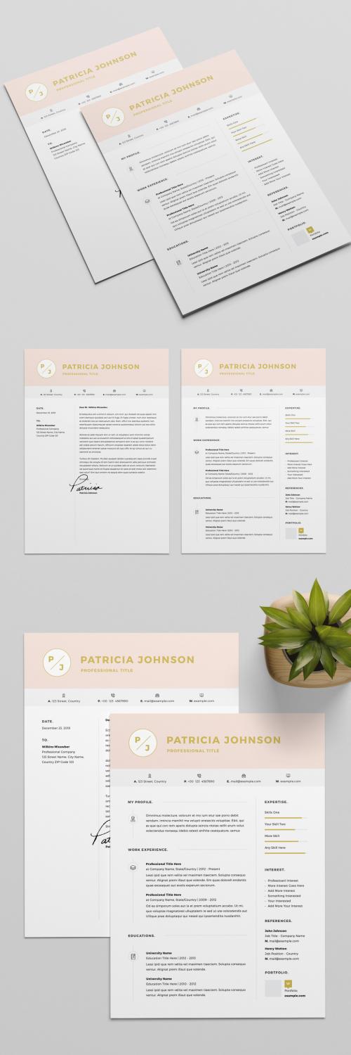 Adobe Stock - Resume Layout with Pale Pink Header - 319015671