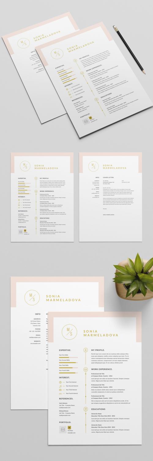 Adobe Stock - Resume Layout with Pale Pink Header - 319015689