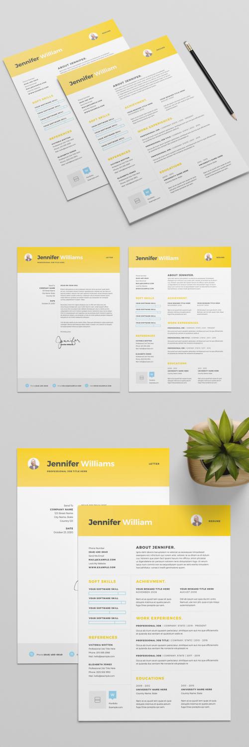 Adobe Stock - Resume Layout with Bright Yellow Header - 319015703