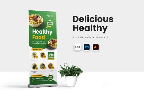 Delicious Healthy Food Roll Up Banner