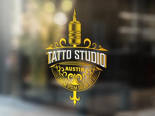 Adobe Stock - Vintage Tattoo Logo with Gold Elements - 319813674