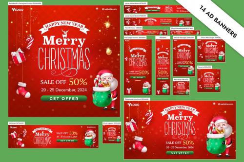 Merry Christmas & Happy New Year Ad Banners Pack