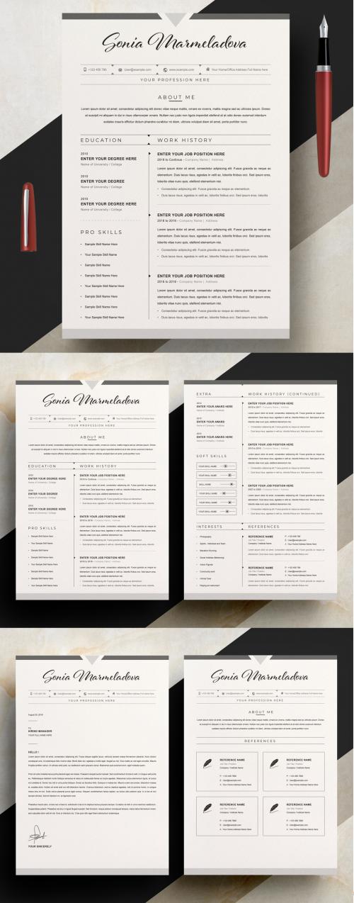 Adobe Stock - Resume Layout with Thin Gray Header Element - 320635599