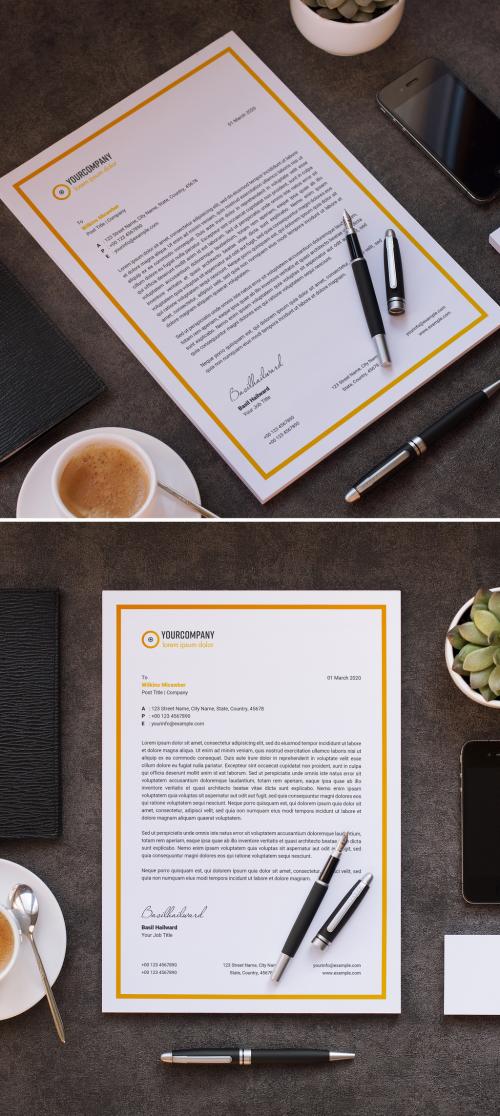 Adobe Stock - Letterhead Layout with Orange Gradient Accents - 320657502