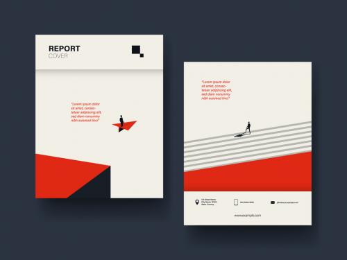 Adobe Stock - Report Cover Layout with Red and Black Illustrations - 320864276