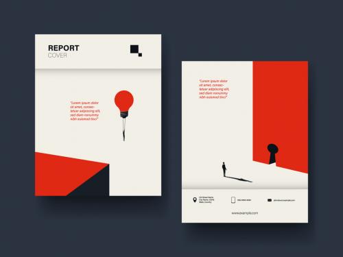 Adobe Stock - Report Cover Layout with Red and Black Illustrations - 320864278