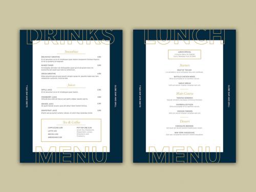 Adobe Stock - Menu Layout with Teal and Gold Accents - 321120128