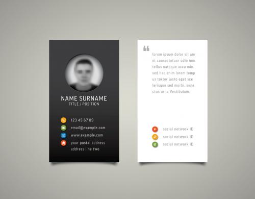 Adobe Stock - Modern Business Card Layout with Profile Photo Placeholder - 321317086