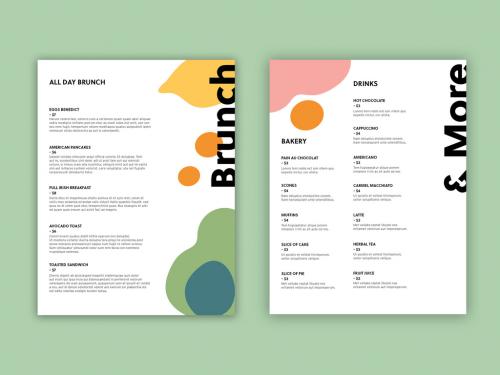 Adobe Stock - Cafe Menu Layout with Abstract Food Illustrations - 321554590