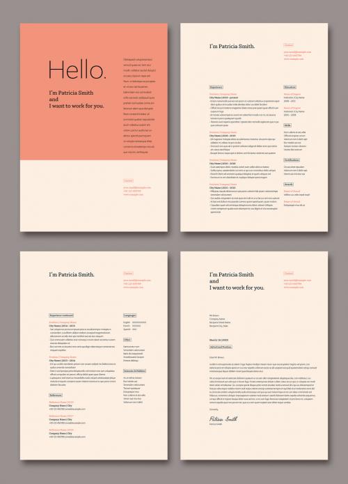 Adobe Stock - Resume and Cover Letter Layout with Coral Accents - 322101142