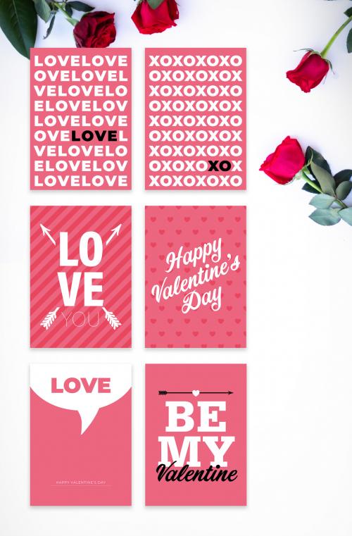 Adobe Stock - Pink Valentine's Day Postcard Layout Set - 322173431