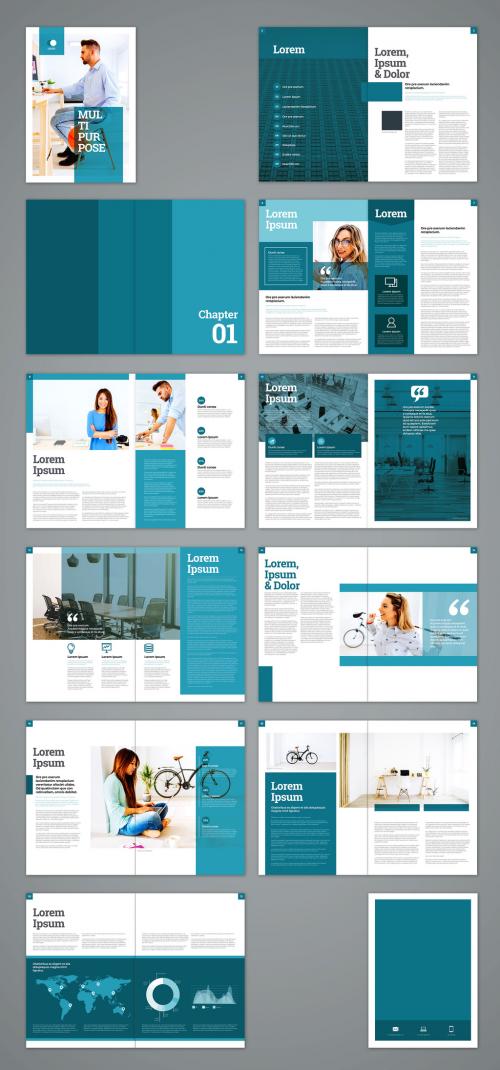 Adobe Stock - Teal and White Brochure Layout - 322173583