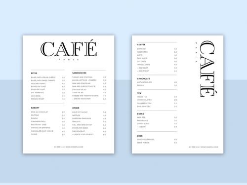 Adobe Stock - Black and White Menu Layout with Large Text Header - 323052179