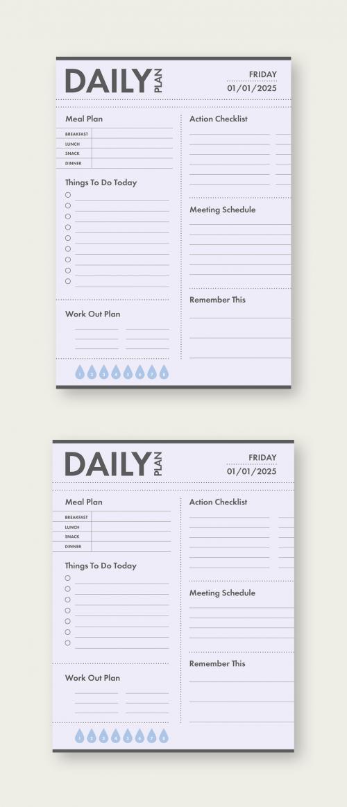 Adobe Stock - Grayscale Daily Planner Layout - 323052226