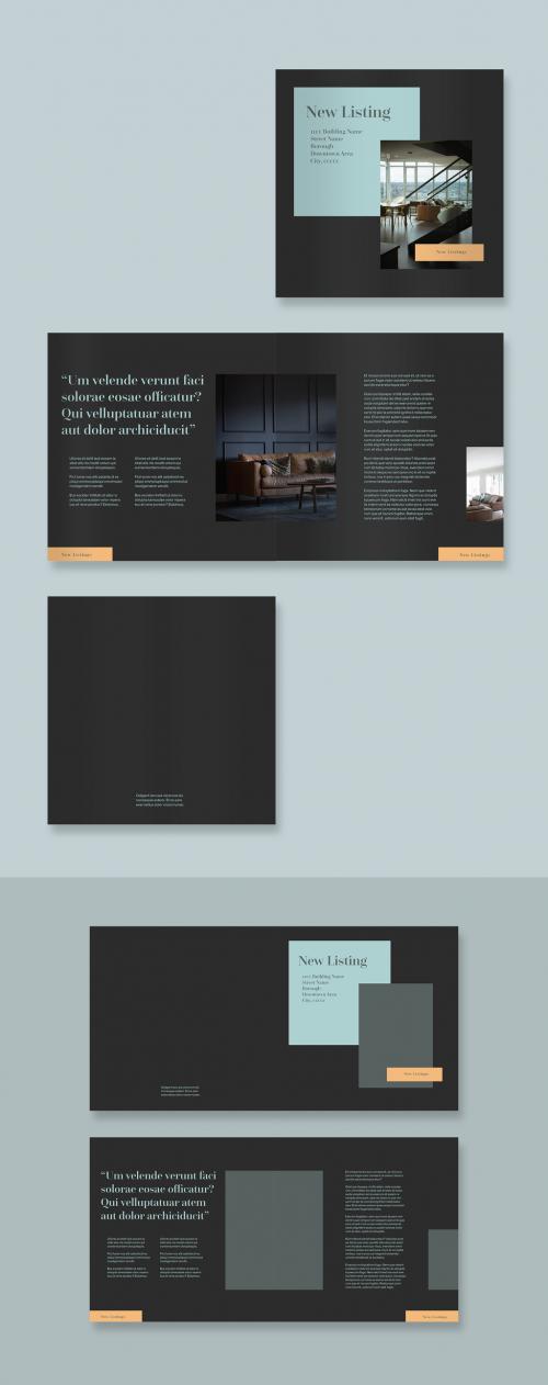 Adobe Stock - Dark Gray Brochure Layout with Orange and Teal Accents - 323052239