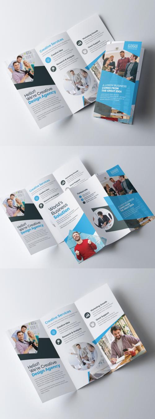 Adobe Stock - Creative Trifold Brochure Layout with Blue Color Accents - 323752659